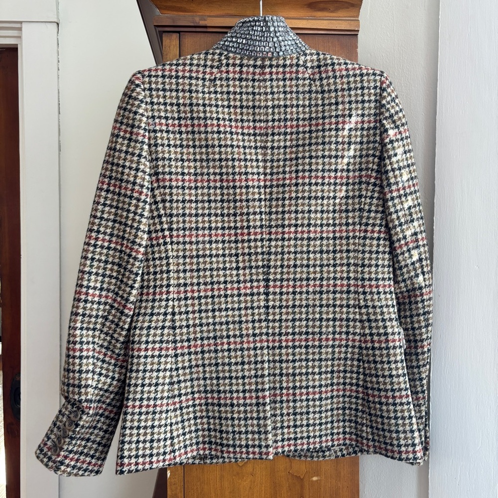 J. Crew Regent Houndstooth Wool Blazer with RhinestoneCollar - Picture 6 of 7